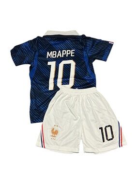 Mbappé #10 France Blue and White Soccer Kit